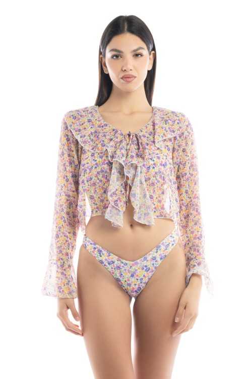 Camicia Nicole Fiori White|Copricostume|ILOVEBIKINI Beachwear