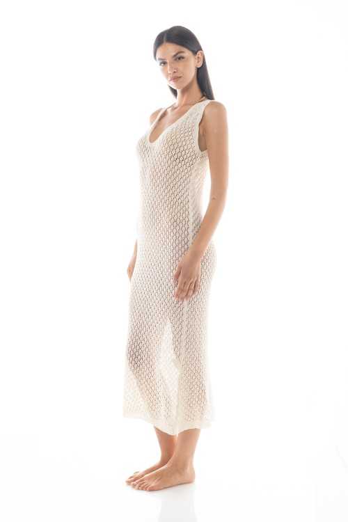 Mykonos Elfenbeinfarbenes Kleid|Kostümbezug|ILOVEBIKINI Beachwear