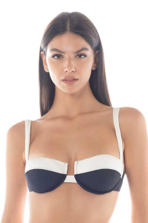 Isabel Schwarz/Elfenbeinfarbenes Top|Top|ILOVEBIKINI Beachwear