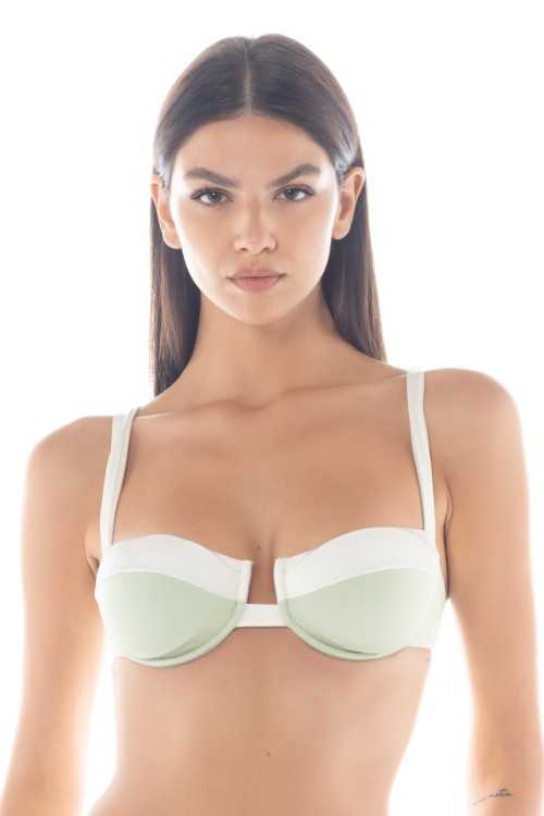 Isabel Apfelgrün/Elfenbeinfarbenes Top